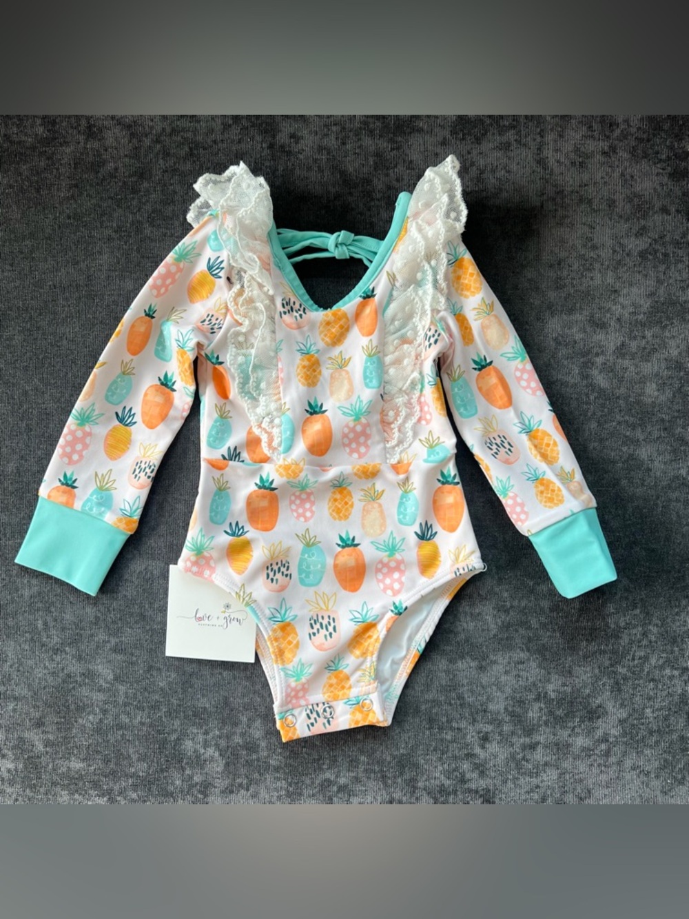NWT Love & Grow Girls Pineapple One Piece Swimsuit Size 18 Months